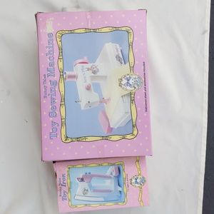 Vintage Toy Sewing Machine and Toy Iron